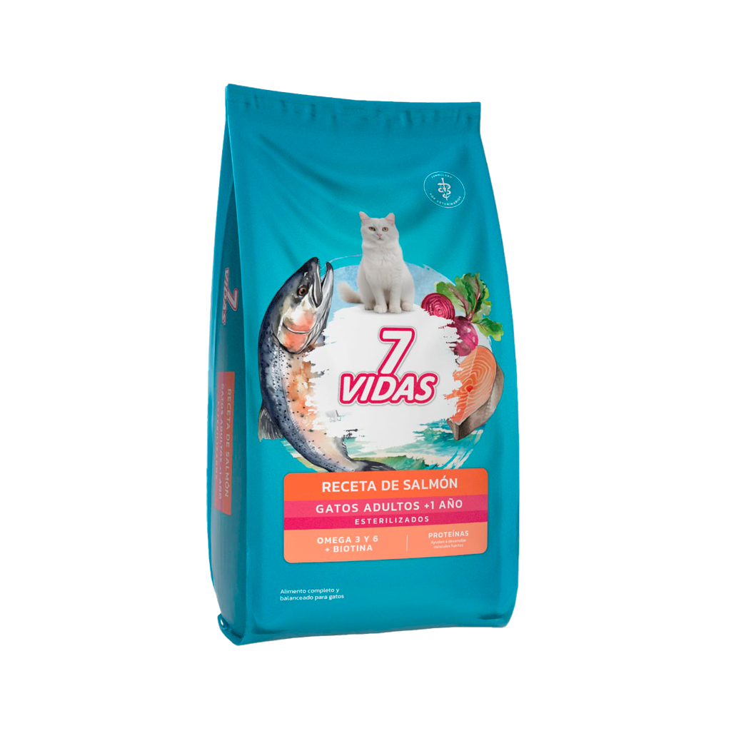 7 VIDAS GATO ESTERILIZADO SALMON X 10 KG