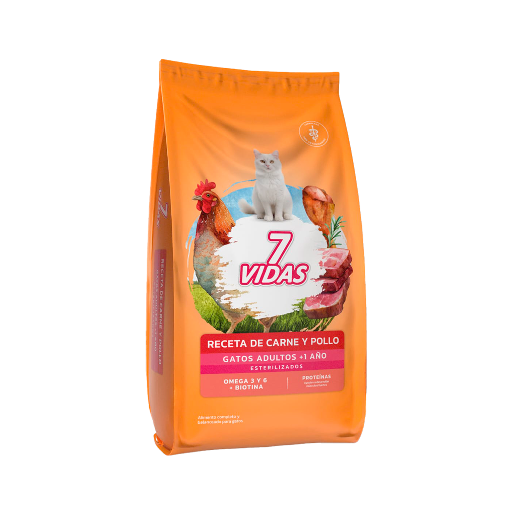 7 VIDAS GATO ESTERILIZADO CARNE Y POLLO X 10 KG